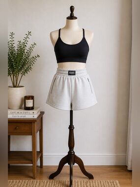 Hoaka Apparel Organic Cotton Fleece Zip Pocket Lounge Shorts Grey Size Medium